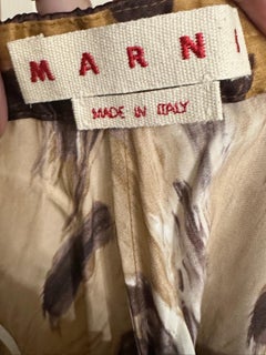 MARNI Wild Bunch Sablé Satin Flared Pyjama Pants IT 36 XS Cropped Graphic Print