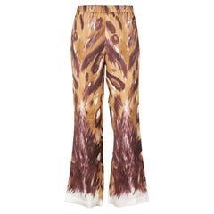 MARNI Wild Bunch Sablé Satin Flared Pyjama Pants IT 36 XS Cropped Graphic Print