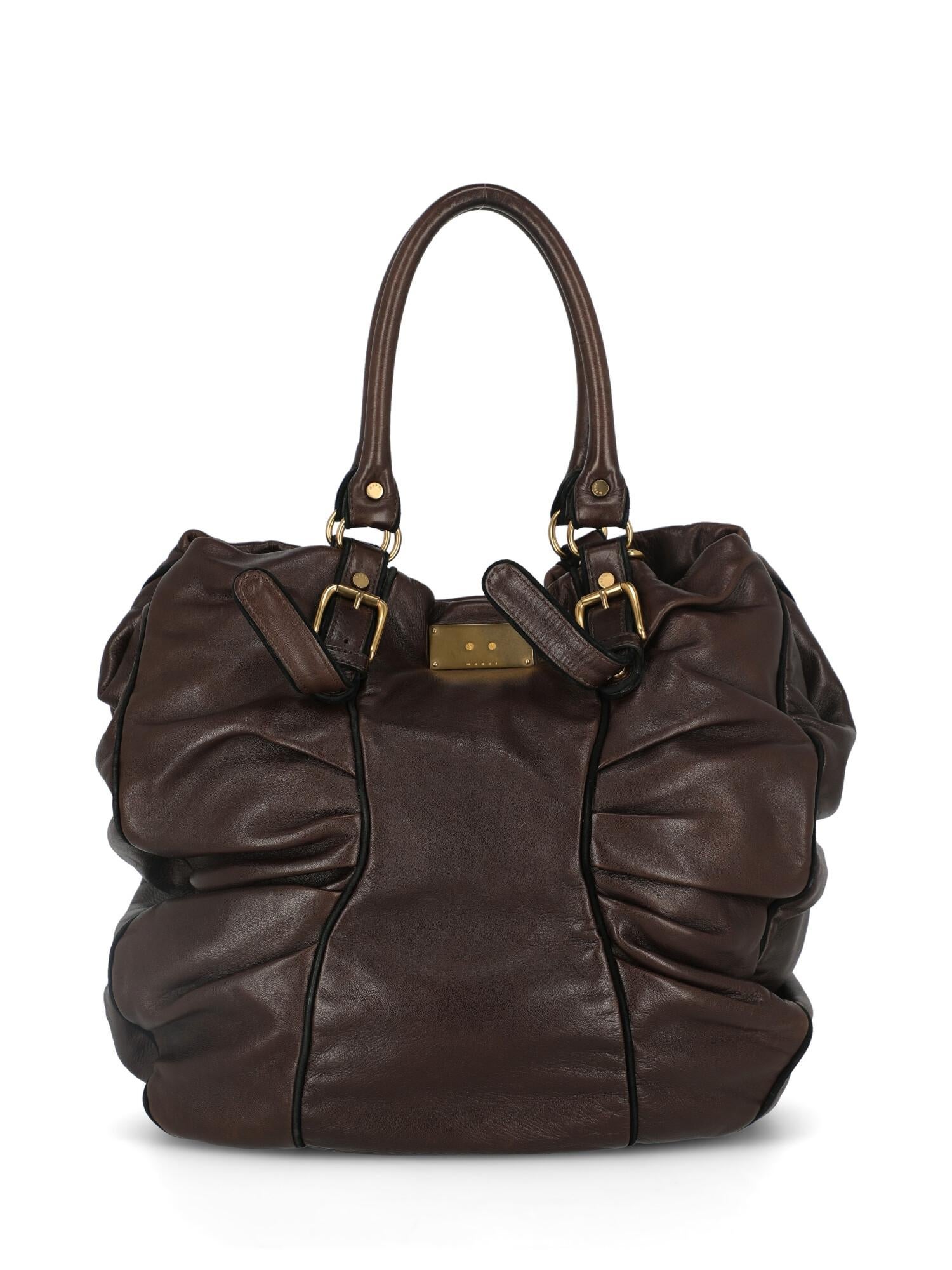 Marni Woman Handbag Brown Leather In Good Condition For Sale In Milan, IT