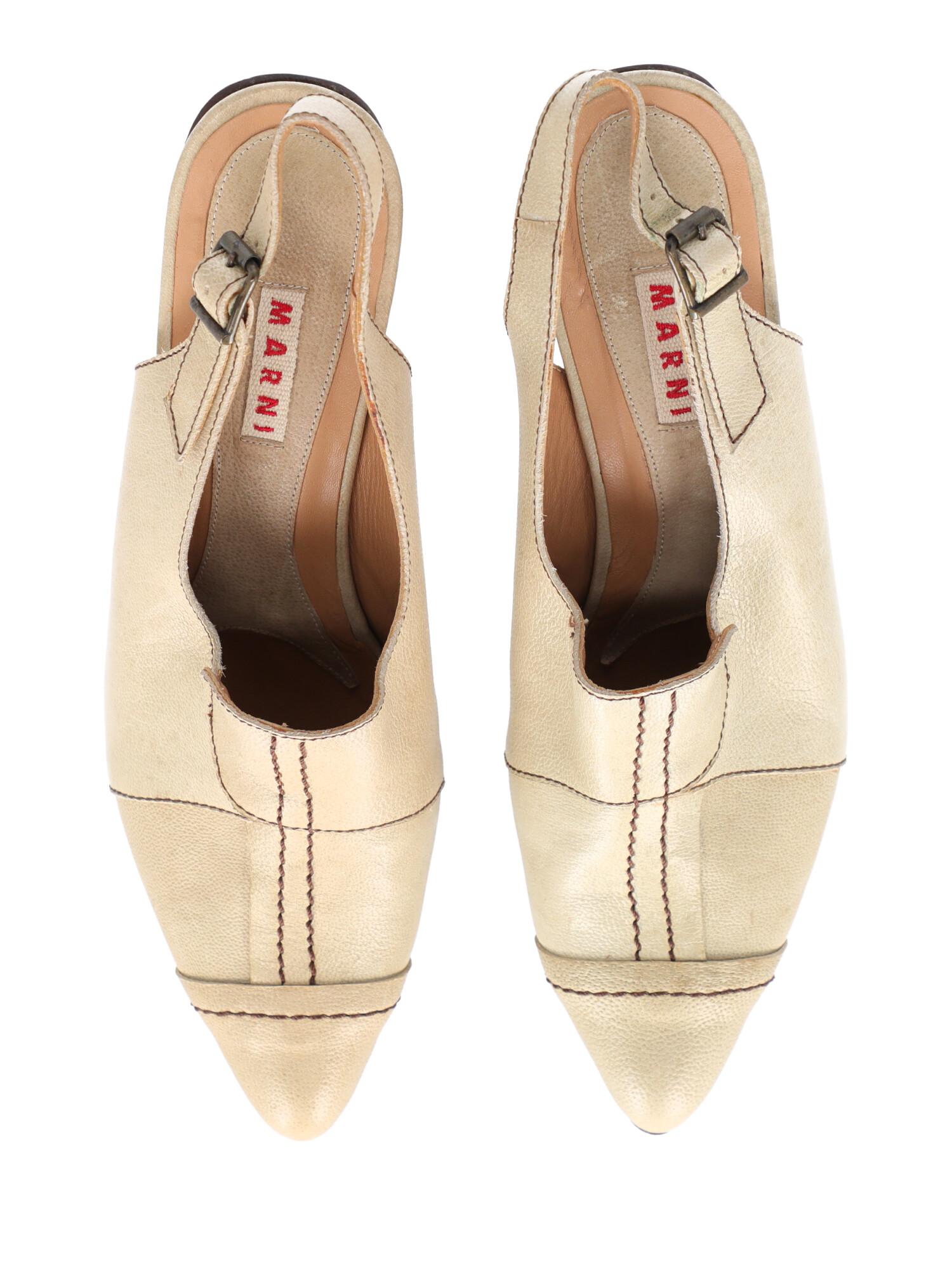 Marni Woman Mules Beige Leather IT 40 For Sale 2