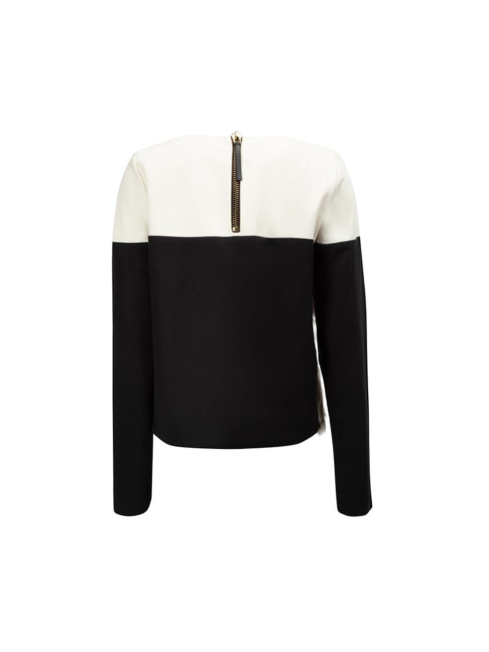 Marni Women's Colour Block Fur Panelled Long Sleeves Top In Good Condition For Sale In London, GB