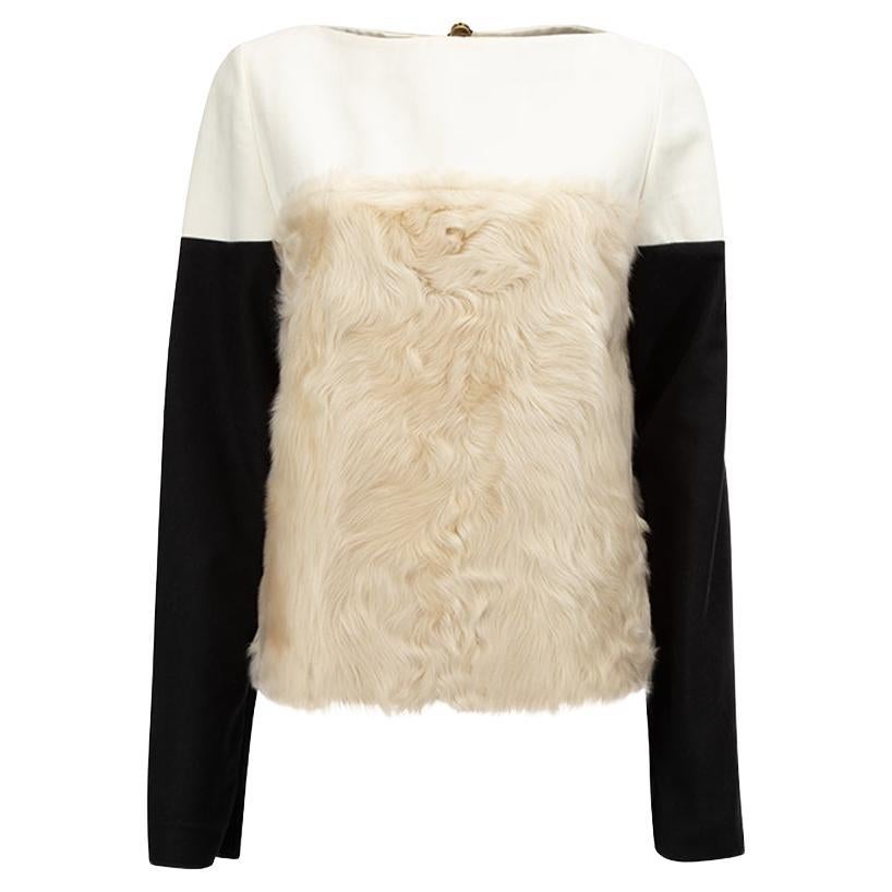 Marni Women's Colour Block Fur Panelled Long Sleeves Top For Sale