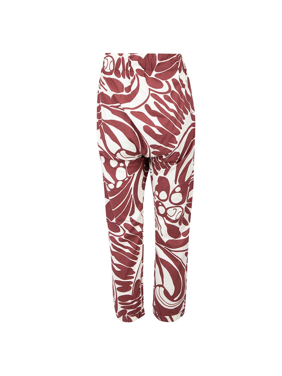 Marni Women's Maroon Printed Cropped Trousers In Good Condition For Sale In London, GB