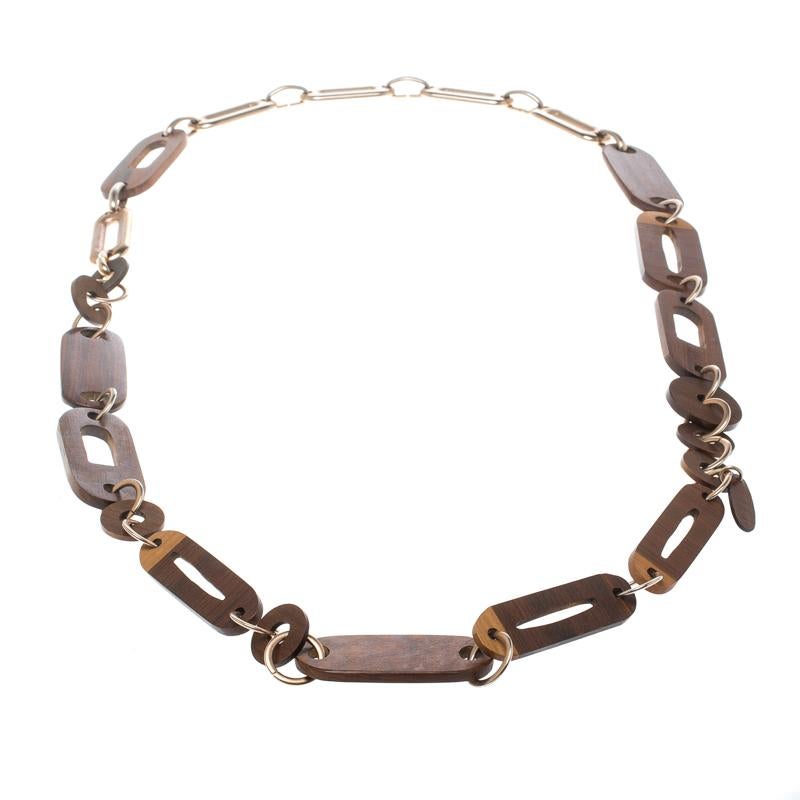 wood chain link necklace