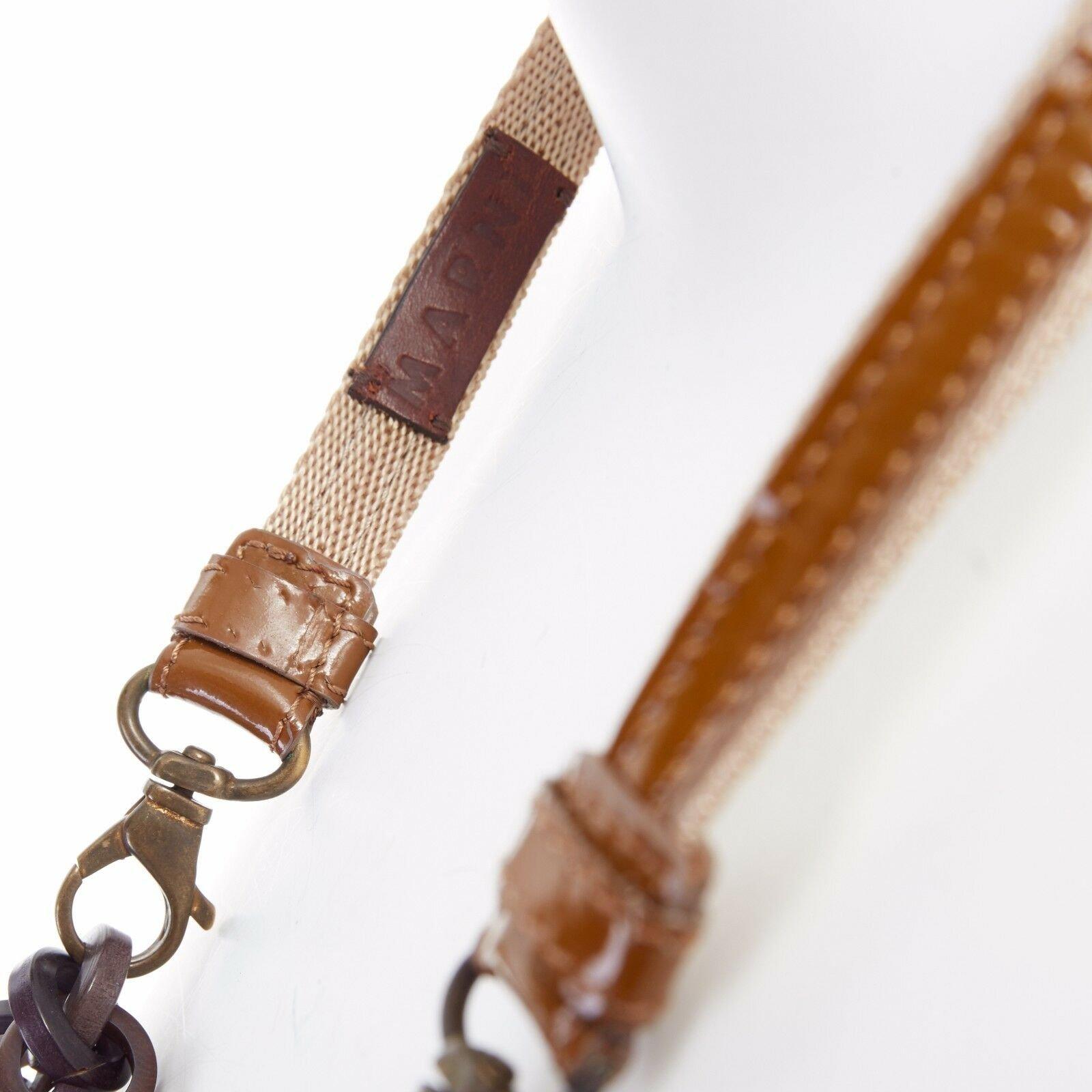 MARNI wood resin dual chunky interlinked red orange pendent nylon necklace 4