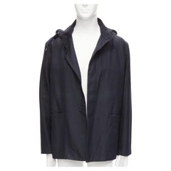 MARNI wool blend leather stopper hooded concealed buttons parka jacket IT48 M