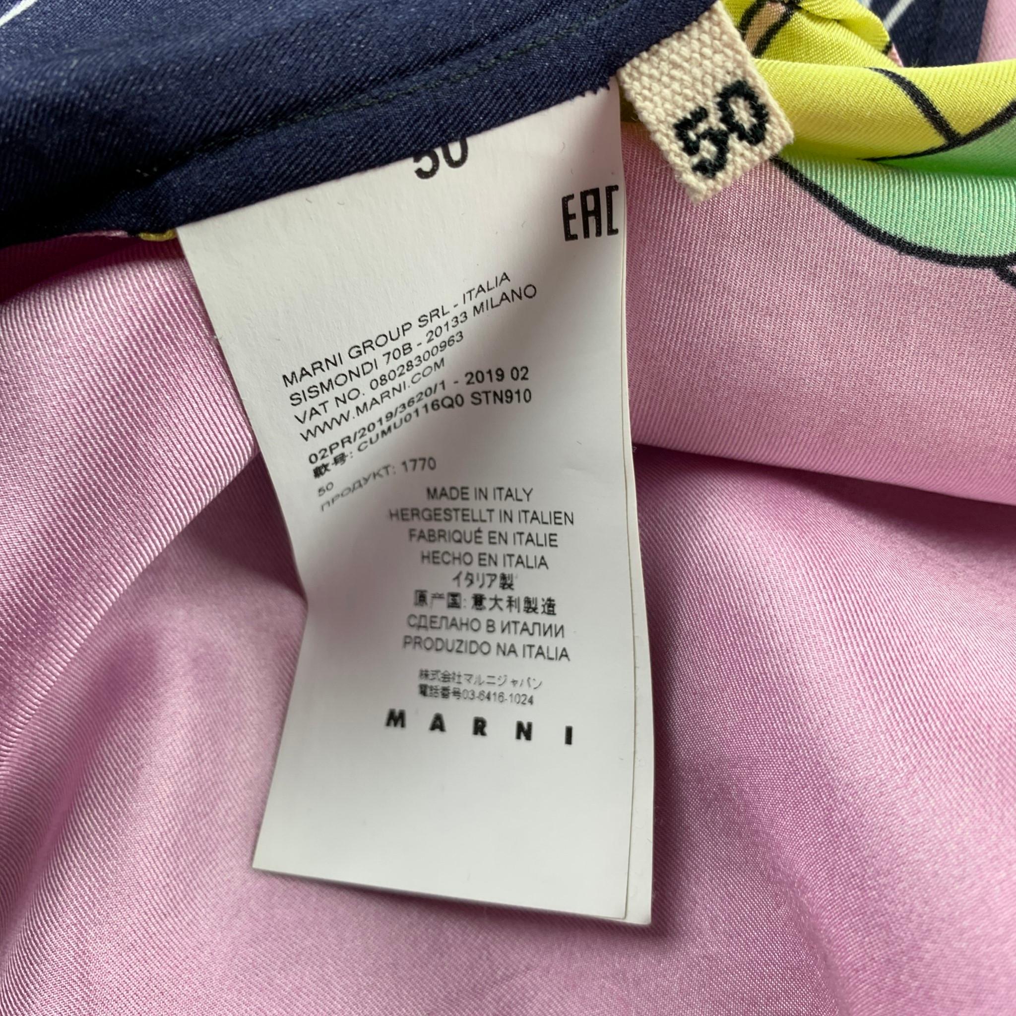 MARNI x BRUNO BOZZETTO Größe M Mehrfarbiger Druck Seide Raw Edge Oversized Shirt 1