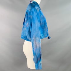 MARNI x FLAMINIA VERONESI Size S Blue Red Silk Watercolor Cropped Dress Top