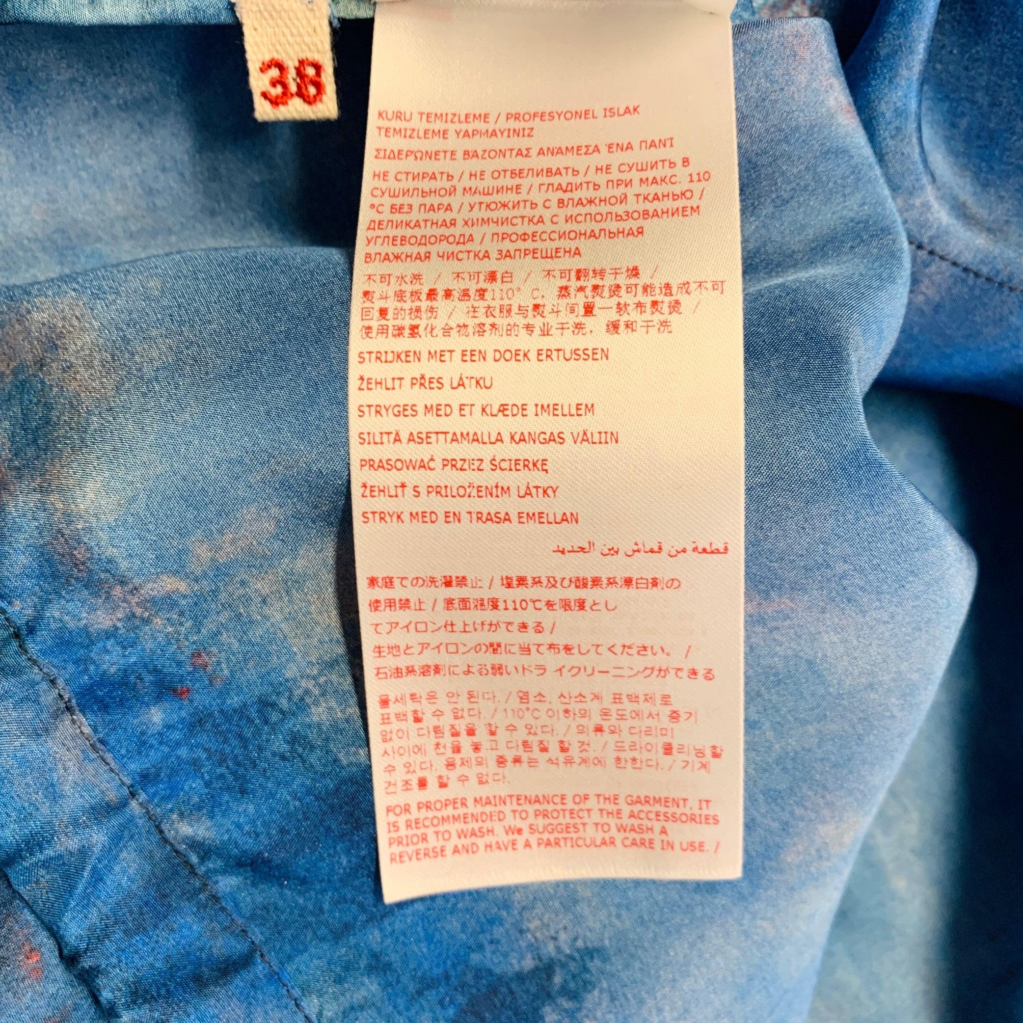 MARNI x FLAMINIA VERONESI Size S Bleu Rouge Soie Aquarelle Robe Top Cropped en vente 3