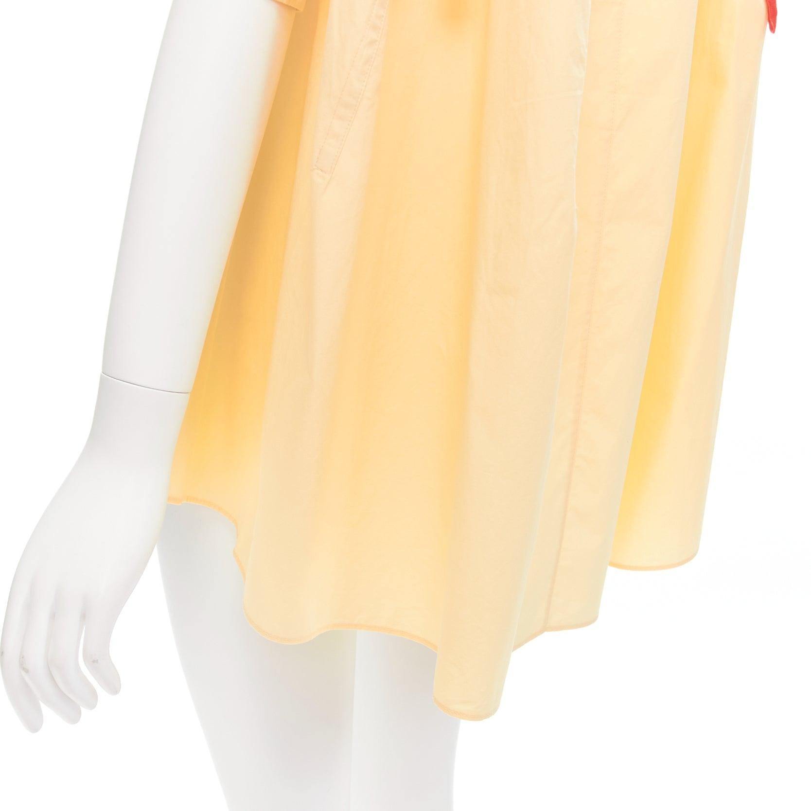 MARNI yellow 100% cotton red drawstring collar trapeze flared top IT36 XXS For Sale 3