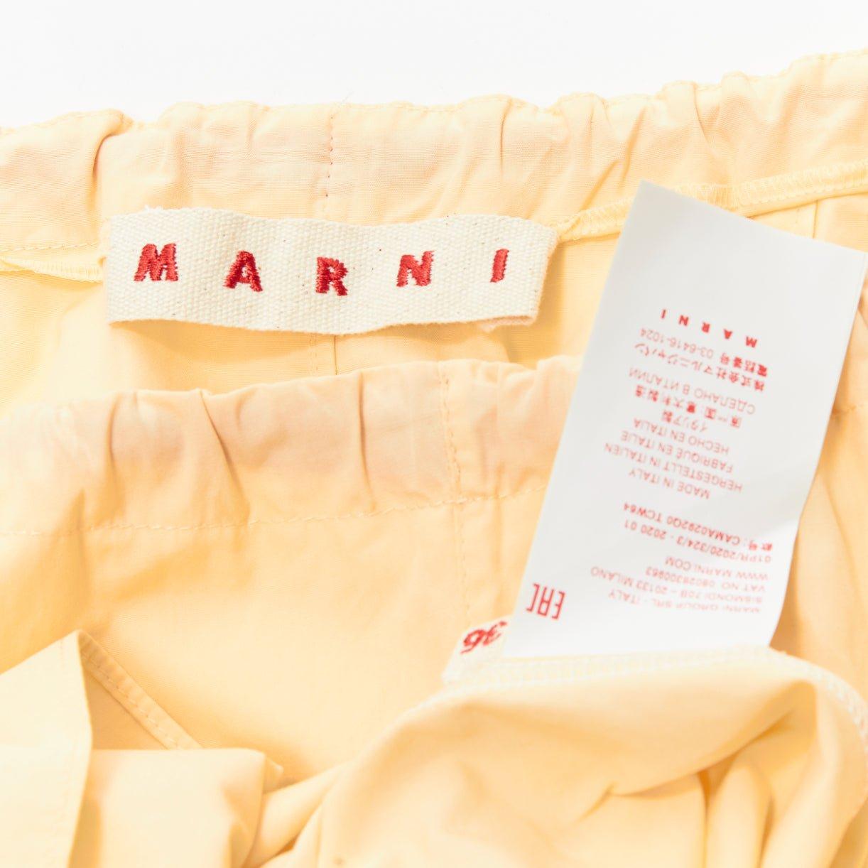 MARNI yellow 100% cotton red drawstring collar trapeze flared top IT36 XXS For Sale 4