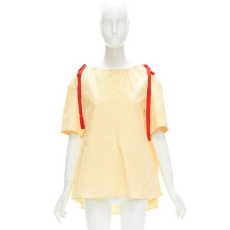MARNI amarillo 100% algodón rojo cuello con cordón top trapecio acampanado IT36 XXS en venta 4