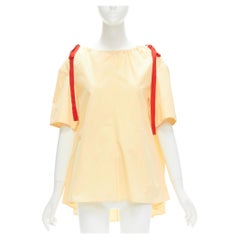 MARNI yellow 100% cotton red drawstring collar trapeze flared top IT36 XXS
