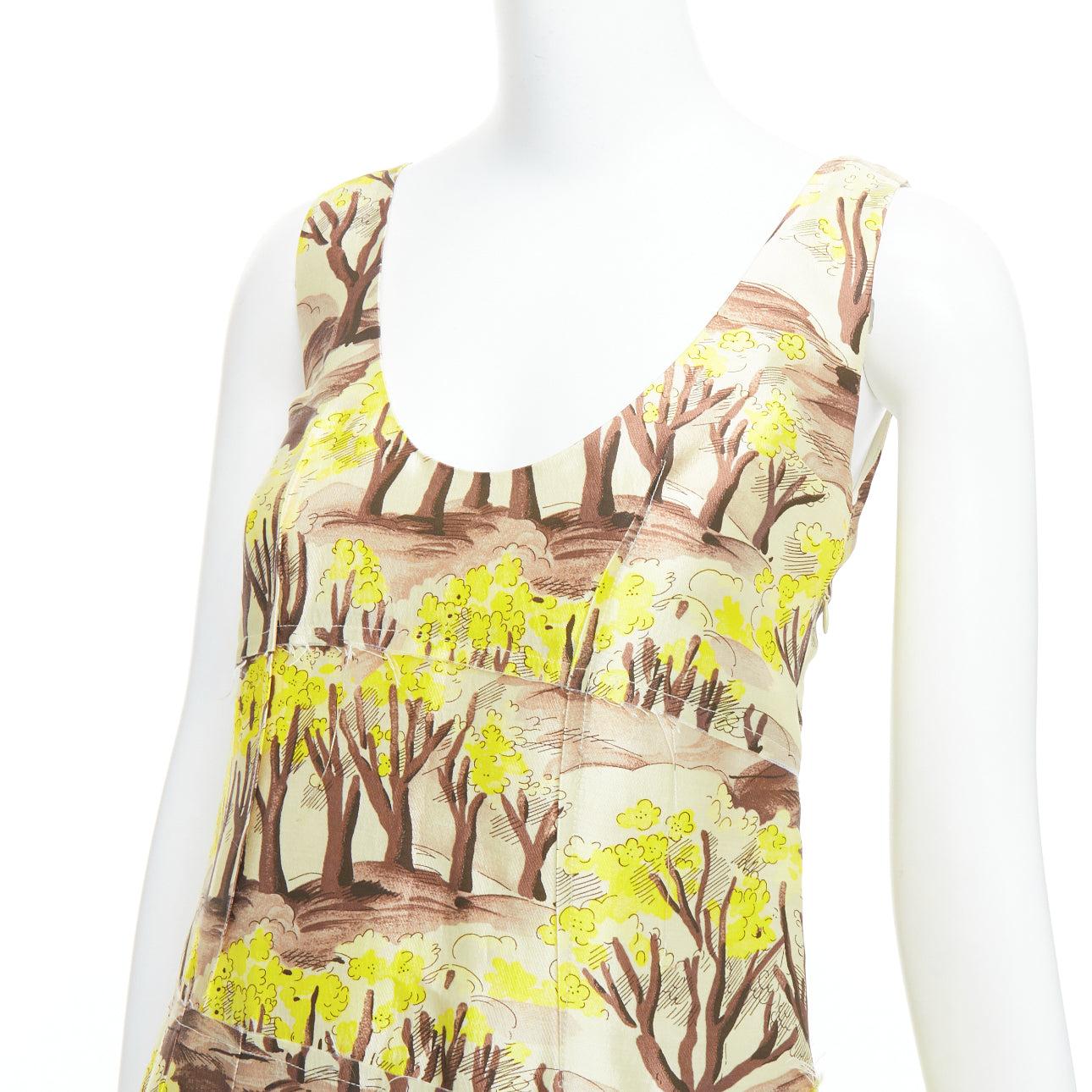 MARNI yellow brown tree flower printed scoop neck Aline dress IT36 XXS
Reference: MECG/A00006
Brand: Marni
Material: Viscose, Blend
Color: Yellow, Brown
Pattern: Floral
Closure: Zip
Lining: Cream Fabric
Extra Details: Side zip.
Made in: