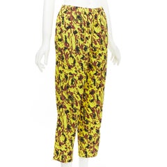 MARNI yellow burgundy black abstract print drop crotch tapered pants IT40 S