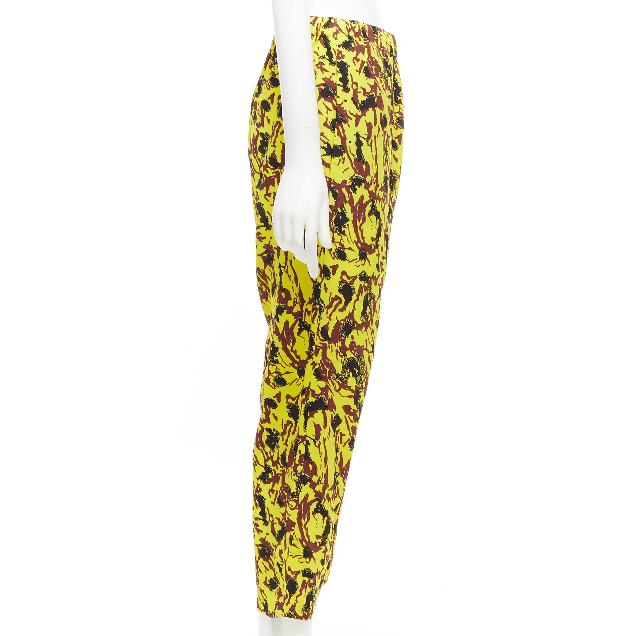 Giallo MARNI giallo bordeaux nero stampa astratta pantaloni affusolati con cavallo a goccia IT40 S in vendita