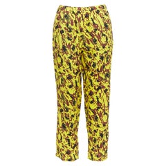 MARNI yellow burgundy black abstract print drop crotch tapered pants IT40 S