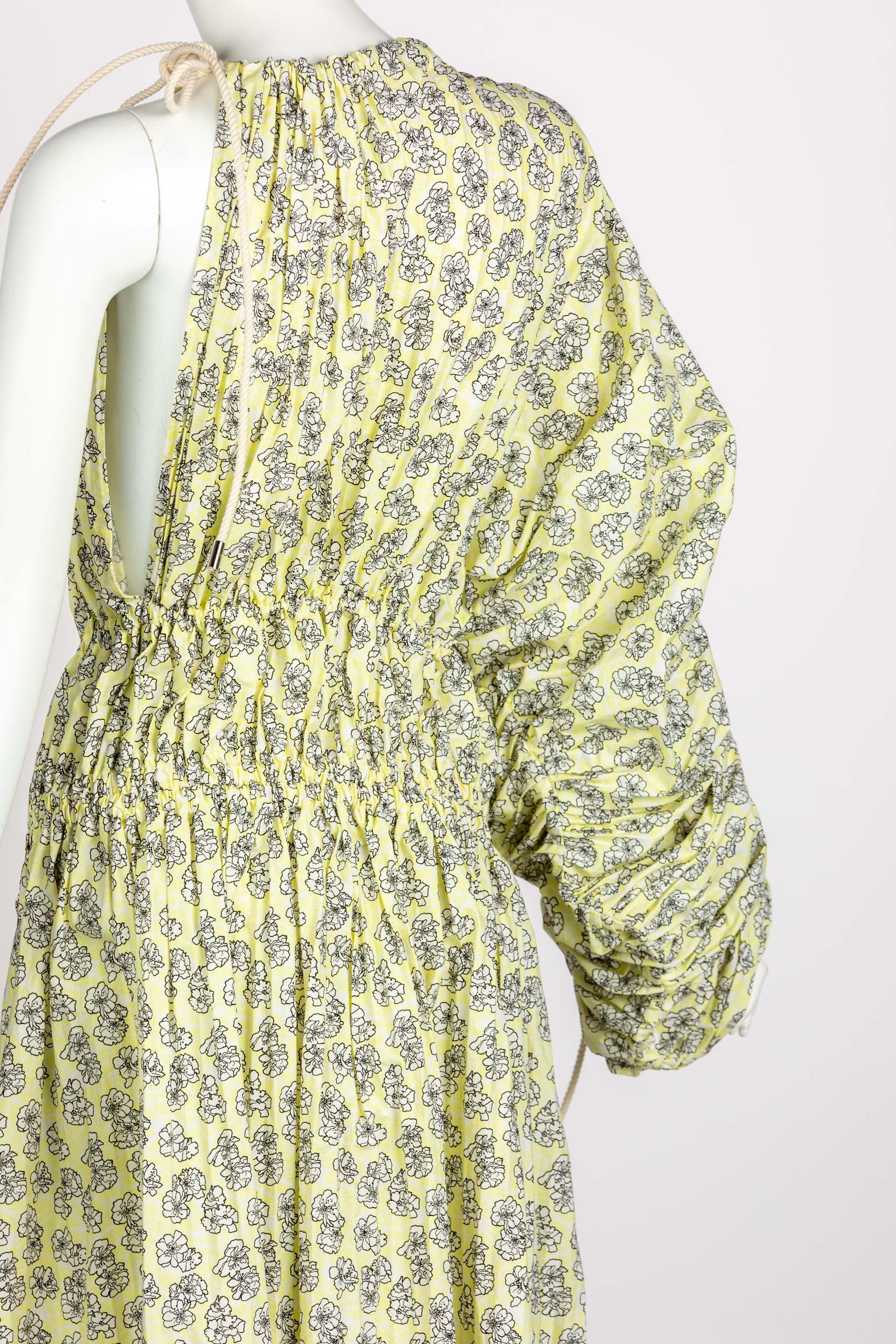 Marni - Robe froncée en coton à fleurs jaunes, printemps 2017, état neuf avec étiquettes en vente 6