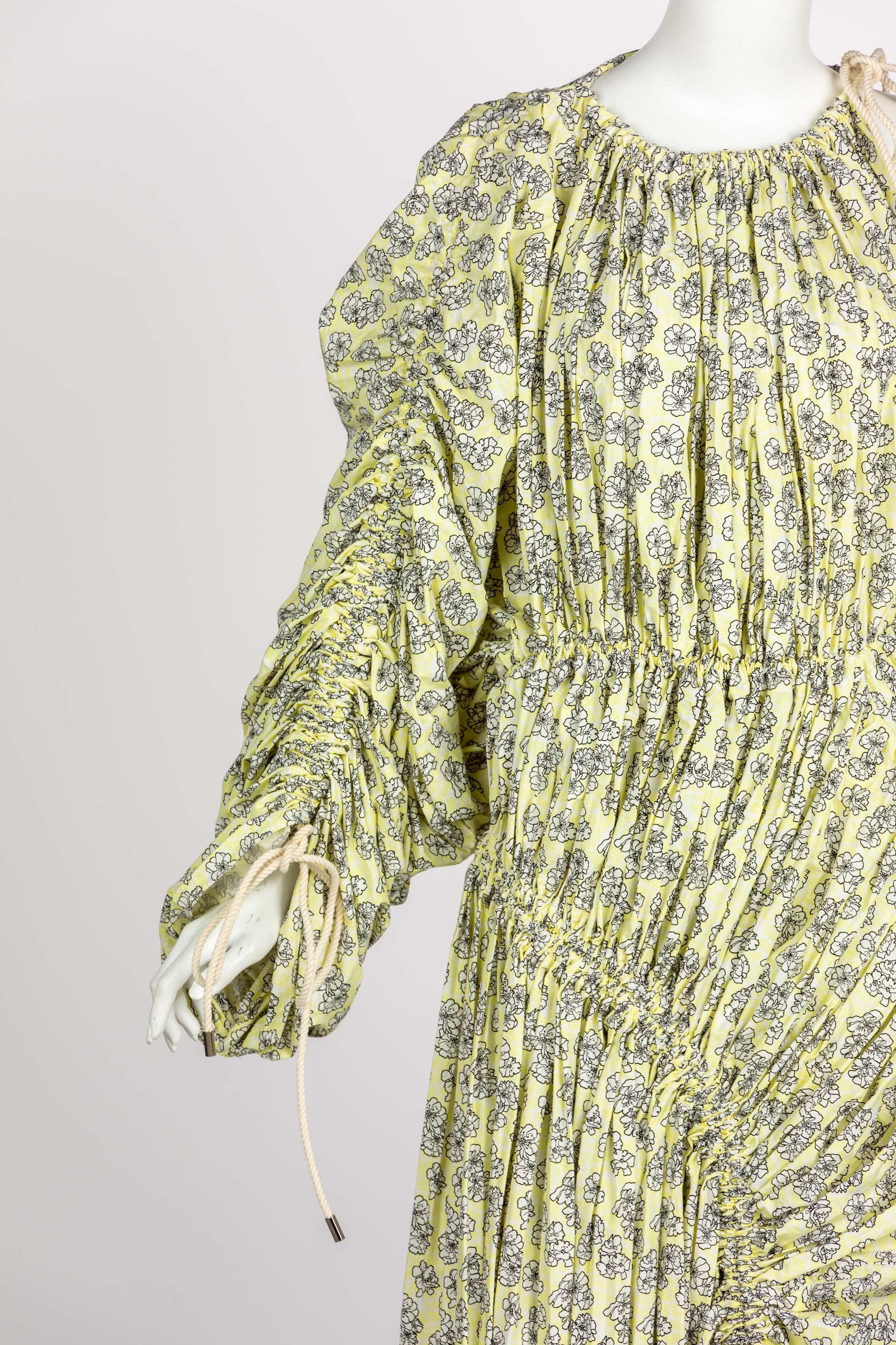 Marni - Robe froncée en coton à fleurs jaunes, printemps 2017, état neuf avec étiquettes en vente 7