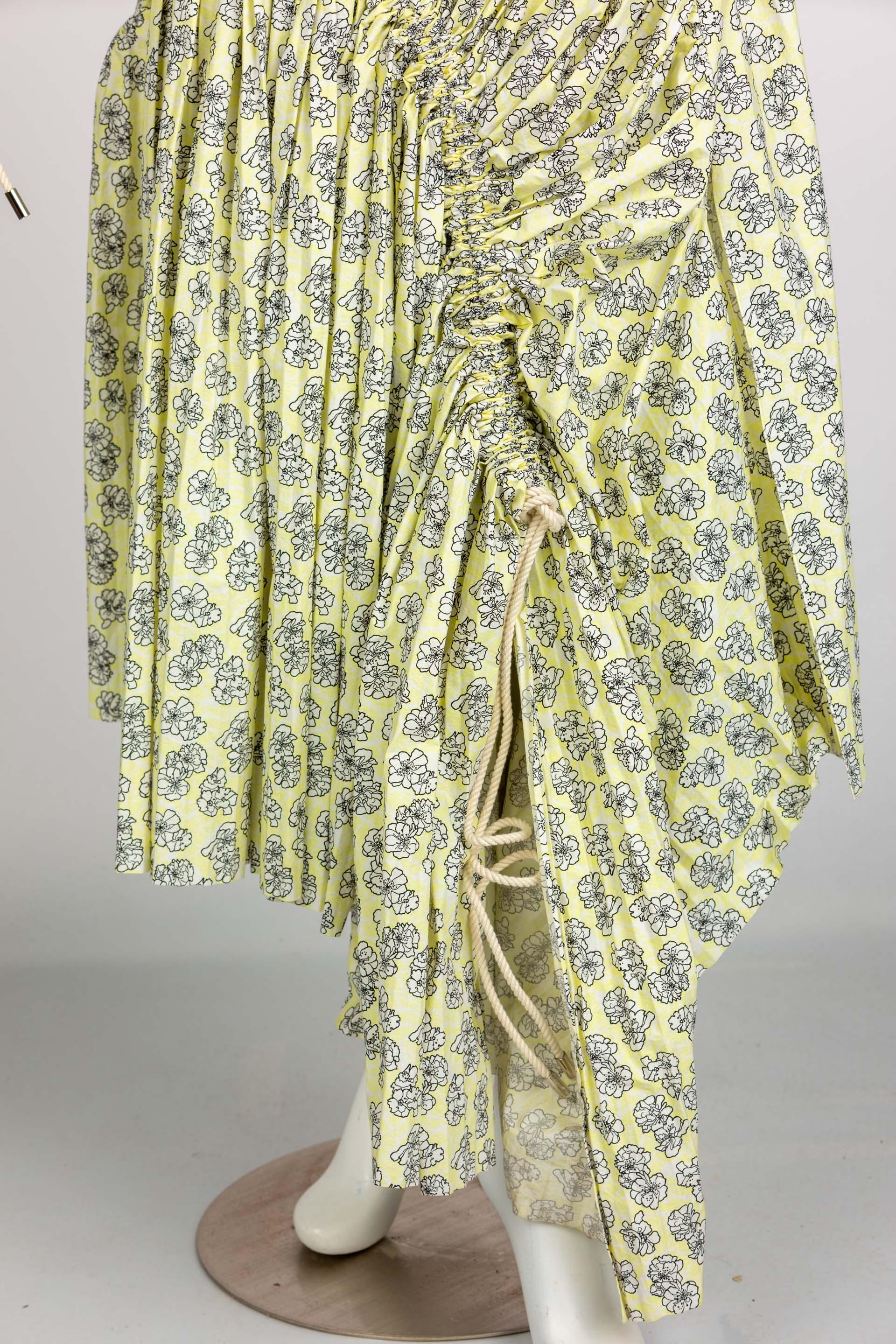 Marni - Robe froncée en coton à fleurs jaunes, printemps 2017, état neuf avec étiquettes en vente 8