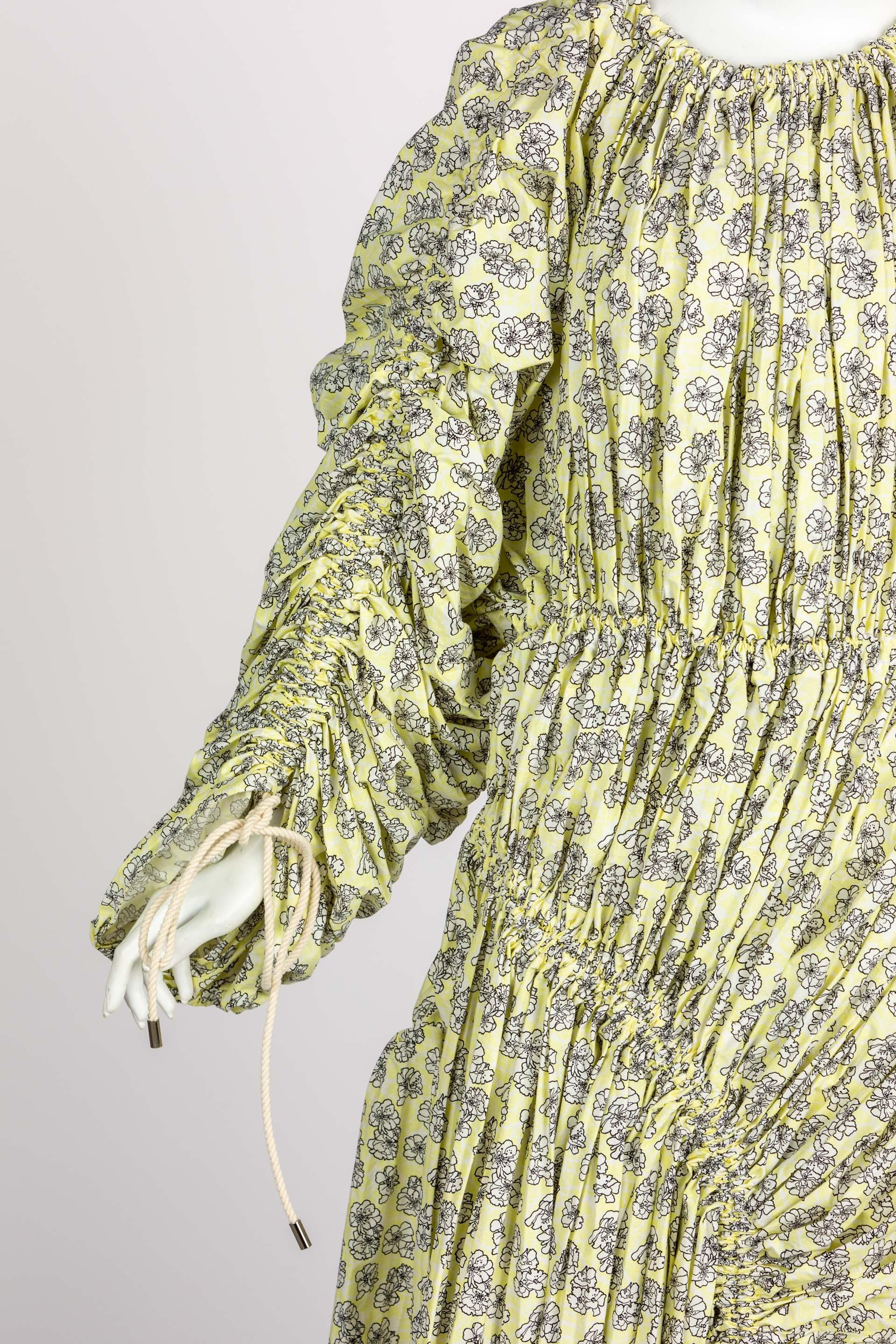Marni Gelbes gerafftes Kleid aus Baumwolle mit Blumenmuster Frühjahr 2017 Neu mit Etiketten im Angebot 9