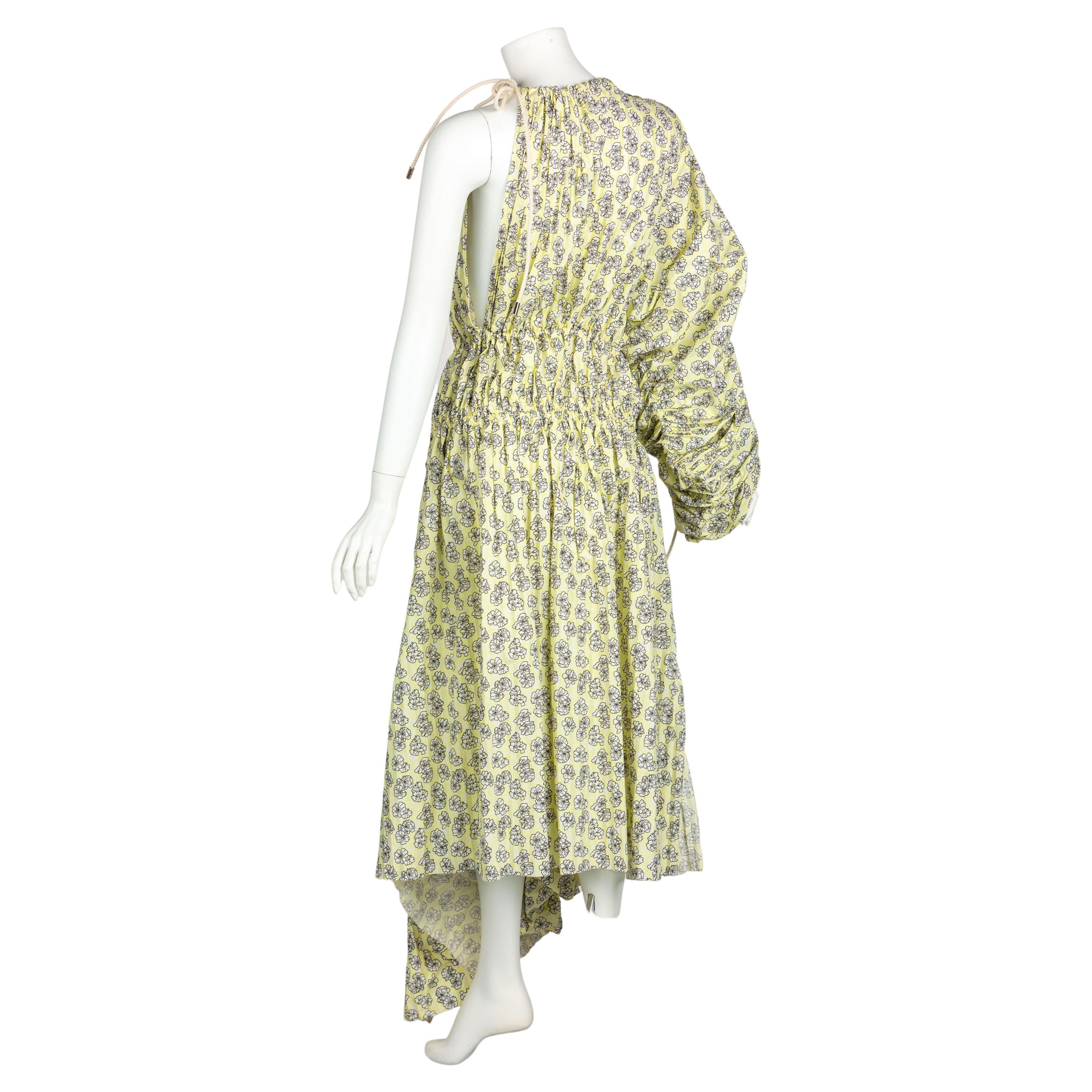 Marni Yellow Floral Cotton Ruched Dress Spring 2017 New W Tags In New Condition For Sale In Boca Raton, FL