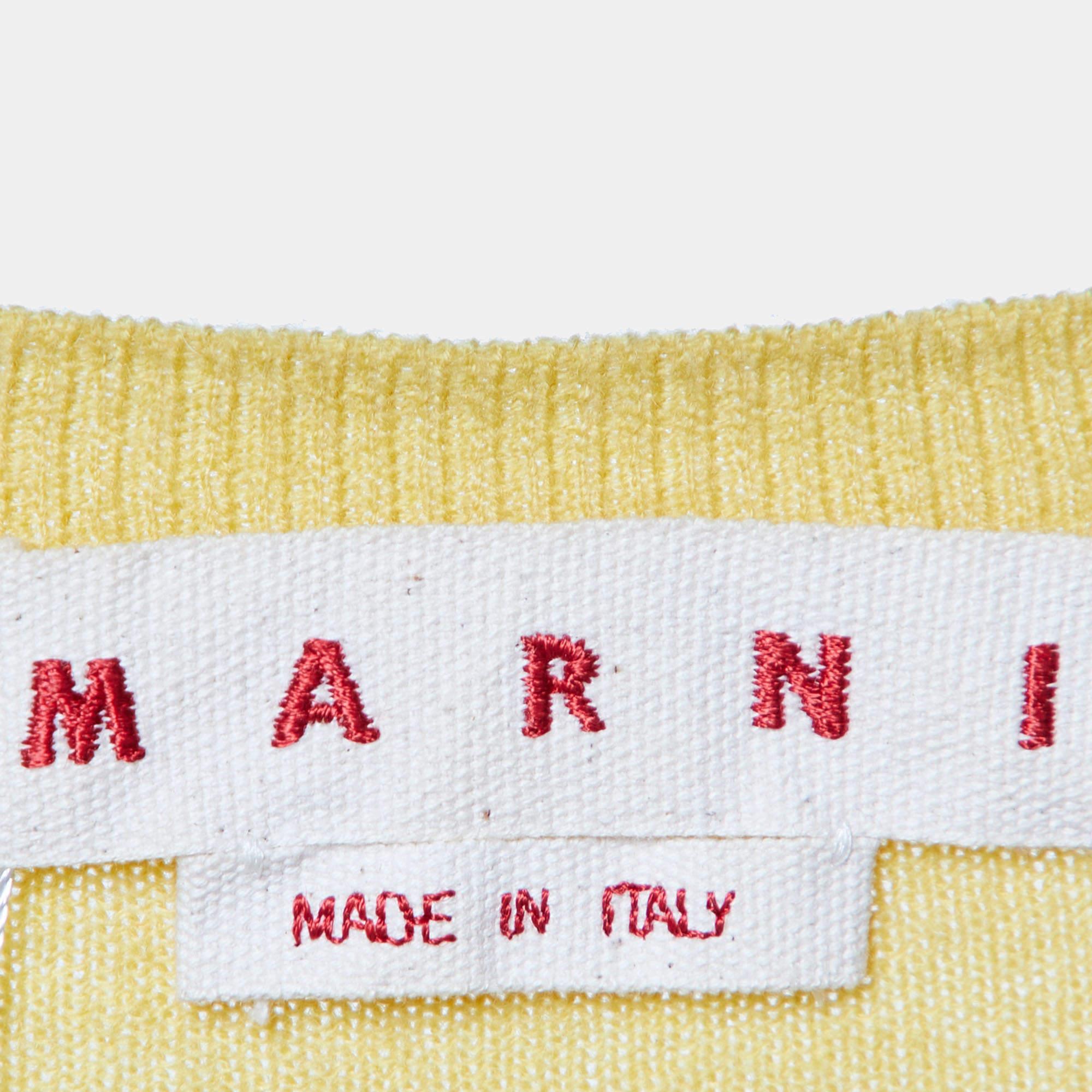 Marni Yellow Knit & Pink Cotton Layered Sweater M In Good Condition For Sale In Dubai, Al Qouz 2