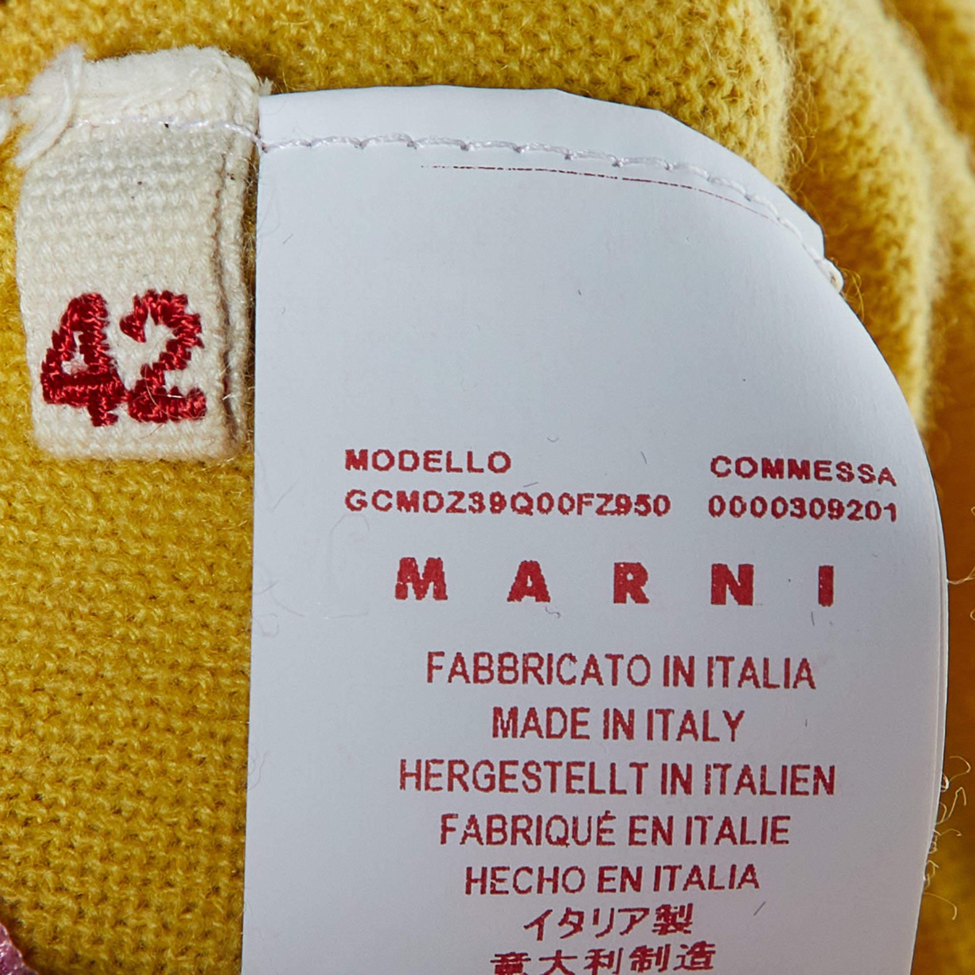Women's Marni Yellow Knit & Pink Cotton Layered Sweater M For Sale