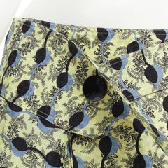MARNI Gelbes Paisley Blau Schwarzes Geometrisches Muster Gürtelrock IT40 S