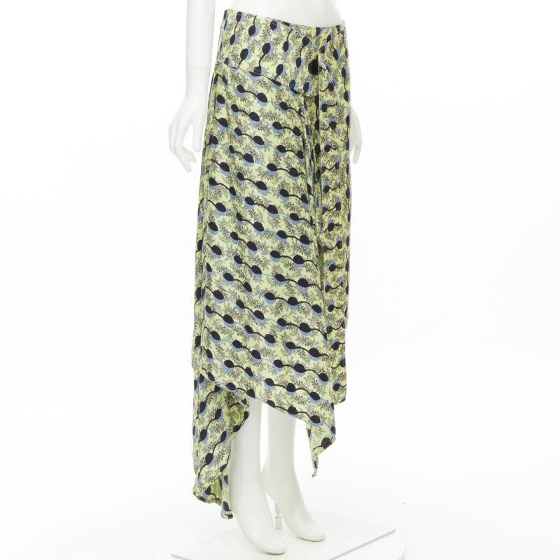 Beige MARNI yellow paisley blue black geometric print belted wrap skirt IT40 S For Sale