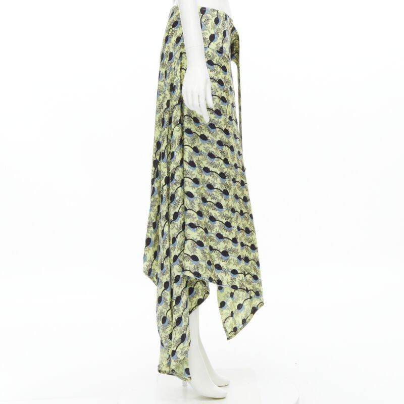 MARNI yellow paisley blue black geometric print belted wrap skirt IT40 S In Excellent Condition For Sale In Hong Kong, NT