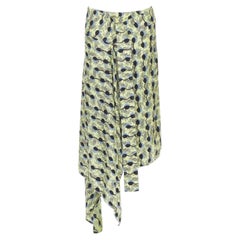 MARNI Gelbes Paisley Blau Schwarzes Geometrisches Muster Gürtelrock IT40 S