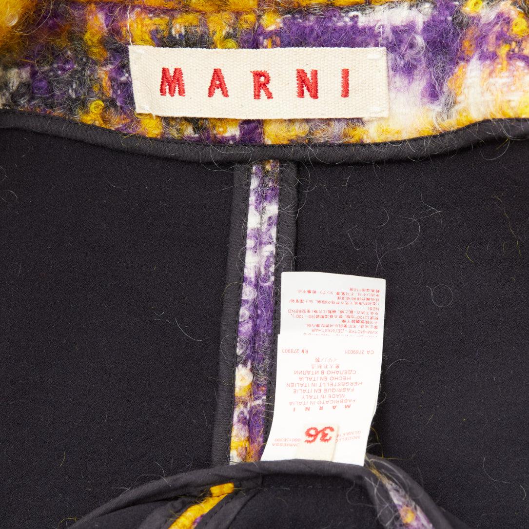 MARNI yellow purple plaid check mohair blend boxy sleeveless coat IT36 XS For Sale 5