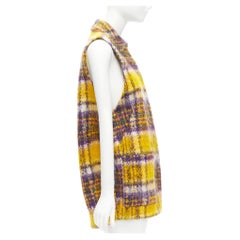 MARNI yellow purple plaid check mohair blend boxy sleeveless coat IT36 XS