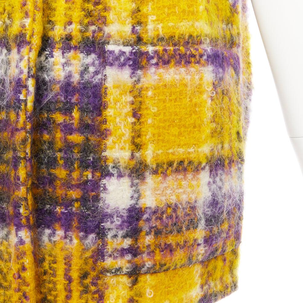 MARNI yellow purple plaid check mohair blend boxy sleeveless coat IT36 XS For Sale 3