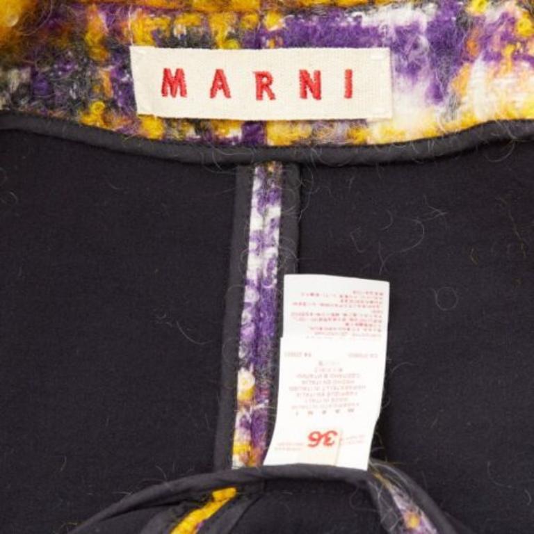 MARNI yellow purple plaid check mohair blend boxy sleeveless coat IT36 XS For Sale 4