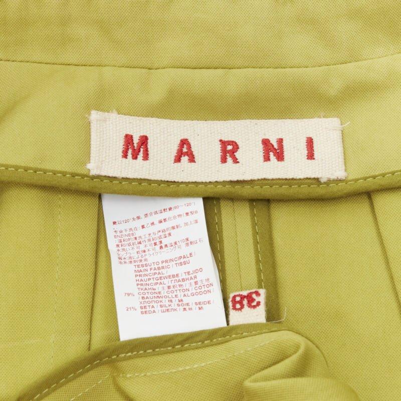 MARNI yellow silk lime yellow pleat seam short sleeve coat IT38 XS 6