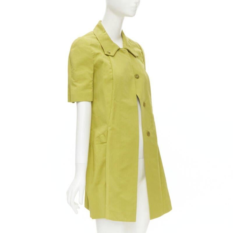 Green MARNI yellow silk lime yellow pleat seam short sleeve coat IT38 XS