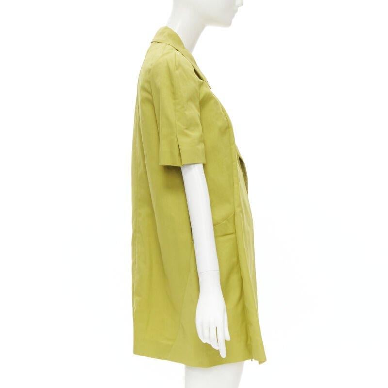 MARNI yellow silk lime yellow pleat seam short sleeve coat IT38 XS In Excellent Condition In Hong Kong, NT