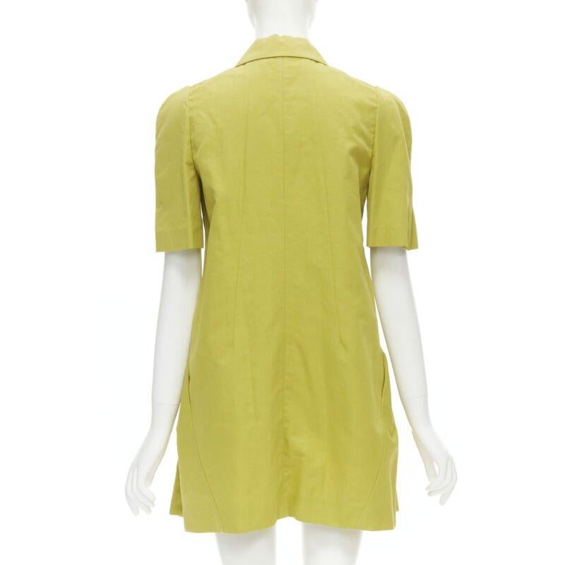 Women's MARNI yellow silk lime yellow pleat seam short sleeve coat IT38 XS