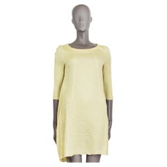 MARNI yellow silk & linen TEXTURED 3/4 SLEEVE SHIFT Dress 40 S