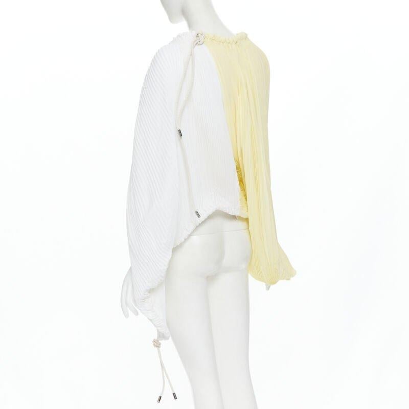 MARNI jaune blanc plis couteau cordon ficelle dos ouvert top volumineux FR40 en vente 1