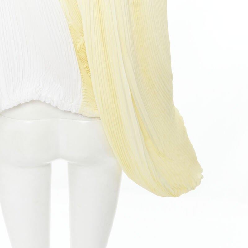 MARNI jaune blanc plis couteau cordon ficelle dos ouvert top volumineux FR40 en vente 2
