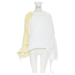 MARNI yellow white knife pleat stringed cord open back voluminous top FR40