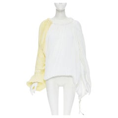 MARNI yellow white knife pleat stringed cord open back voluminous top FR40