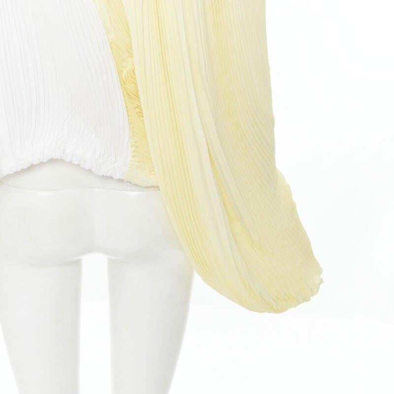 MARNI yellow white knife pleat stringed cord open back voluminous top IT40 S For Sale 2
