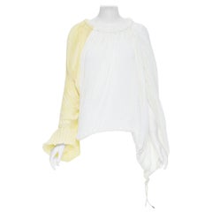 MARNI yellow white knife pleat stringed cord open back voluminous top IT40 S
