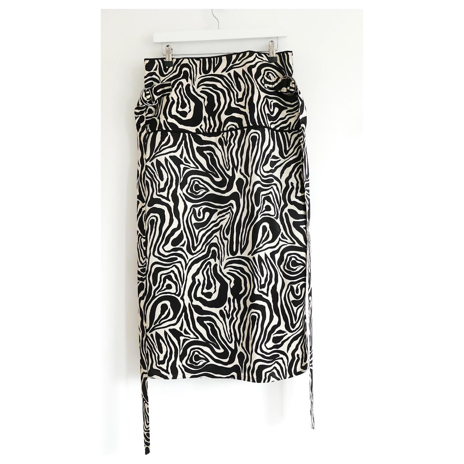 Marni Falda Midi de satén con estampado de cebra Negro en venta