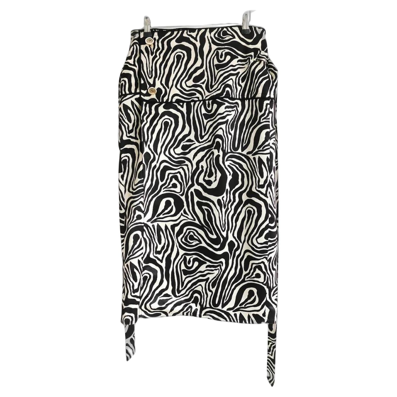 Marni Zebra Print Sateen Midi Skirt  For Sale