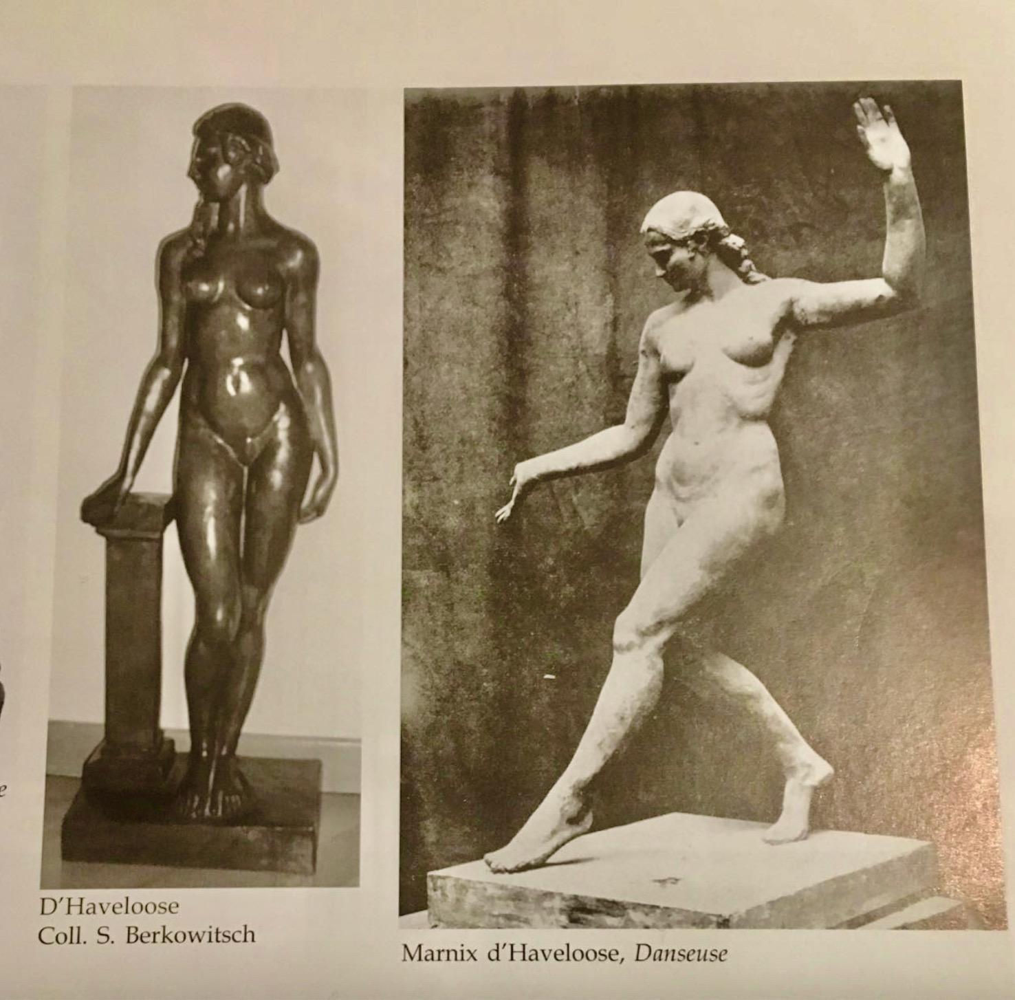 Art Deco Bronze Female Statue by Belgian Artist M. D'Haveloose For Sale 7